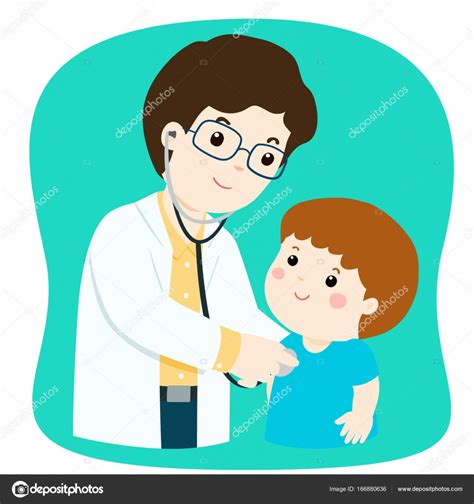 Little Boy On Medical Check Up With Male Pediatrician Doctor Car Stock