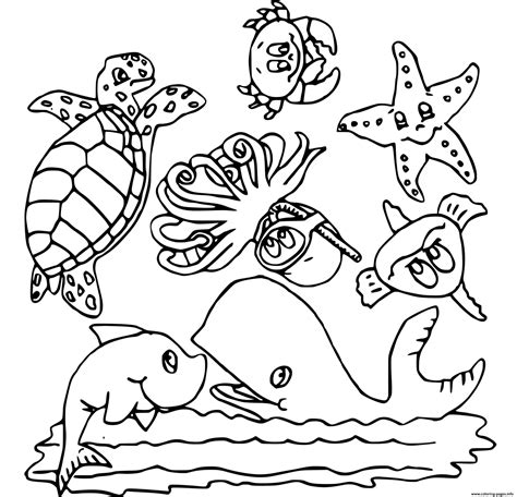Animals Of The Sea Coloring Page Printable