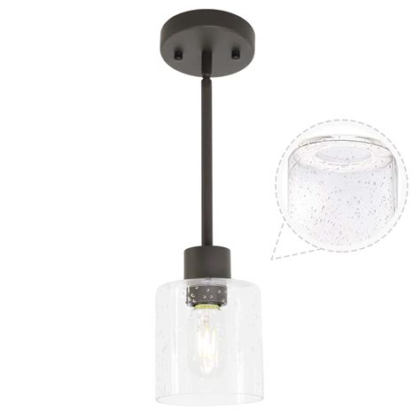Buy Eluze Mini Pendant Lighting Oil Rubbed Bronze With Seedy Glass Shade Modern Farmhouse Lamp