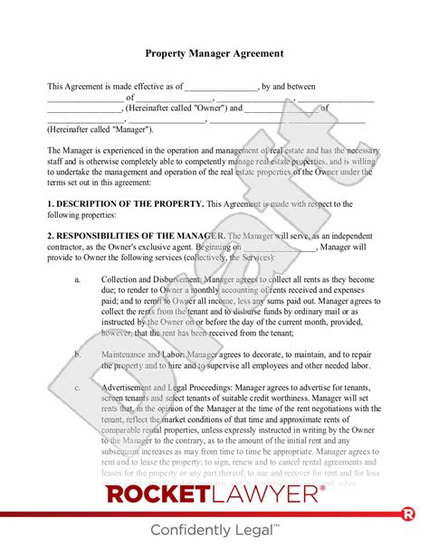 Free Property Manager Agreement Template Rocket Lawyer