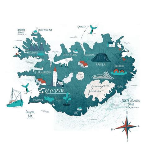 Diese landschaft ist überzogen von bizarren granitformationen wie z.b. This is the cutest map of Iceland. | Illustrierte karten ...