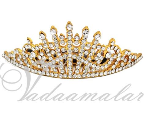 India Tiara Crown Indian Cutti In White Stones Hair Jewelry
