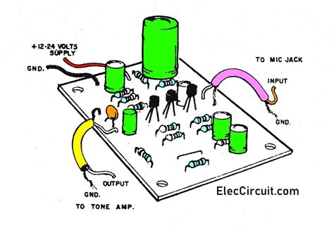 Transistors Dynamic Microphone Preamplifier Circuit With Pcb
