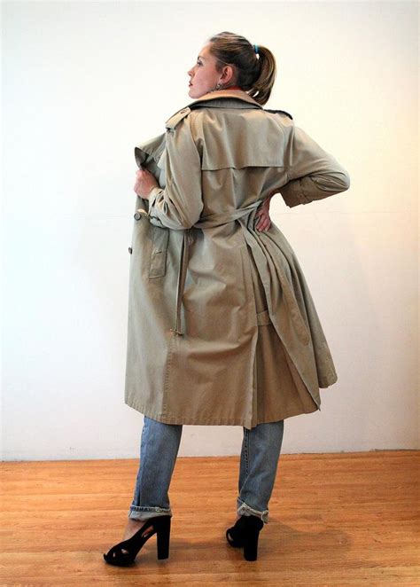 80s misty harbor raincoat m classic belted double breasted etsy