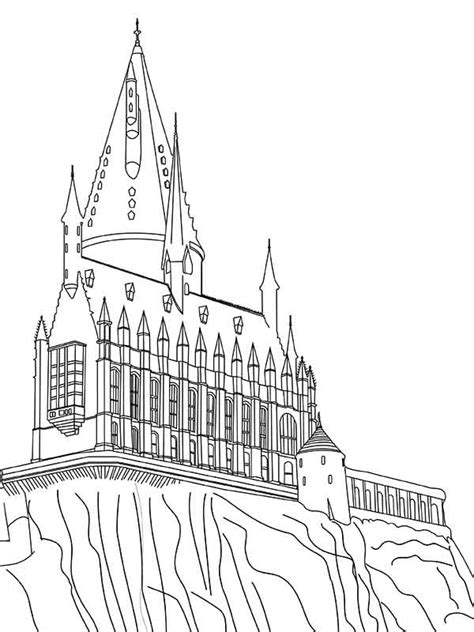 Hogwarts Castle Outside View Coloring Page Free Printable Coloring