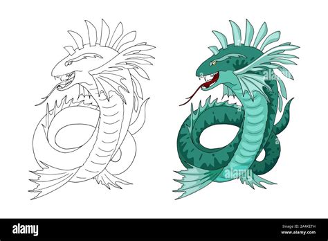 Serpiente De Mar Criatura Personaje De Dibujos Animados Vector Clip
