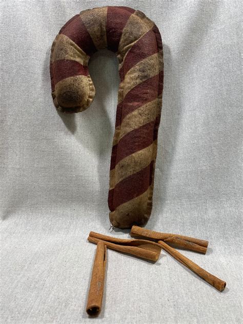 Primitive Stuffed Candy Cane Rustic Candycane Antique Candy Etsy