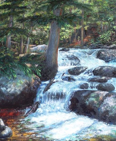 Donna Munsch Fine Art Original Oil Painting Hidden Waterfall