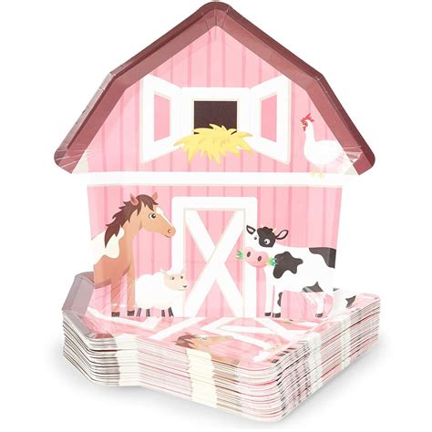 48 Pack Barnyard Animal Party Supplies Farm House Theme Disposable