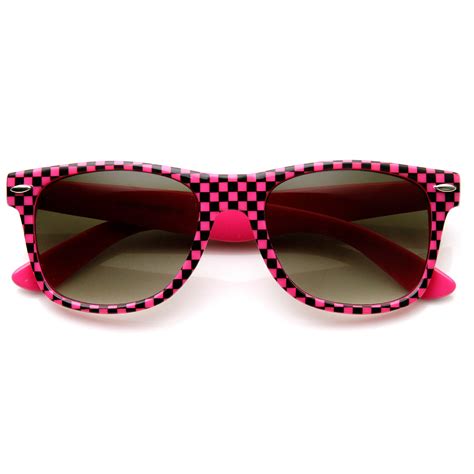 New Retro 80s Color Checkered Print Party Color Horn Rimmed Sunglasses Ebay