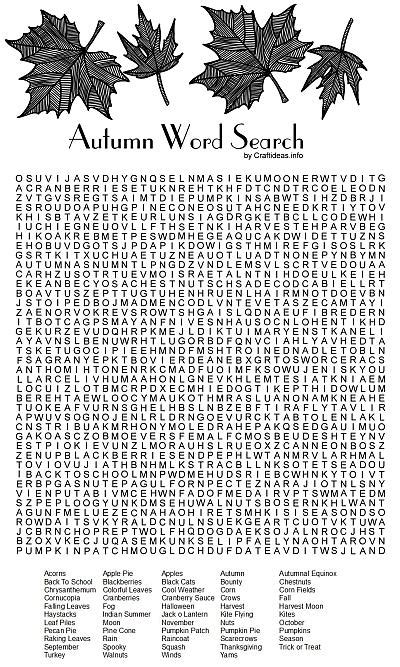 Free Fall Printable Autumn Word Search Puzzle For All Ages