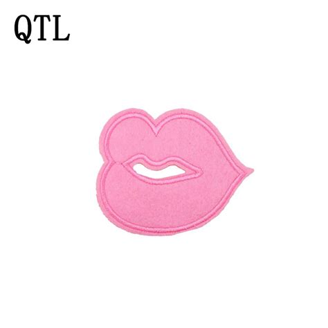 5pcs Pink Kiss Lips Badge Patches For Clothing Iron Embroidered Patch Applique Iron On Patch