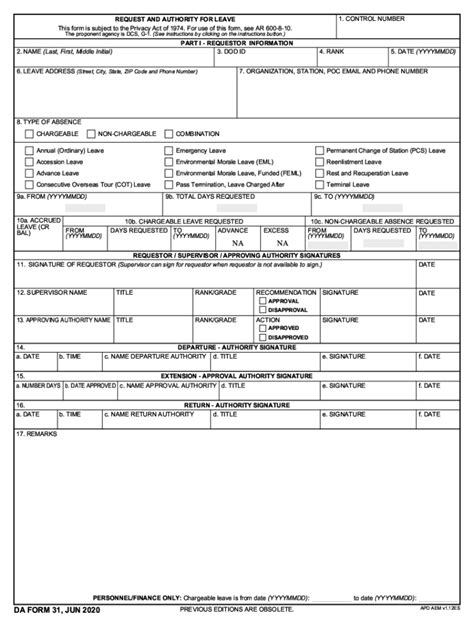 Da Form 31 Fillable Word Printable Forms Free Online