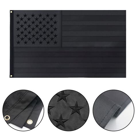 All Black American Flag 3x5 Ft Embroidered Pureus Flag Blackout
