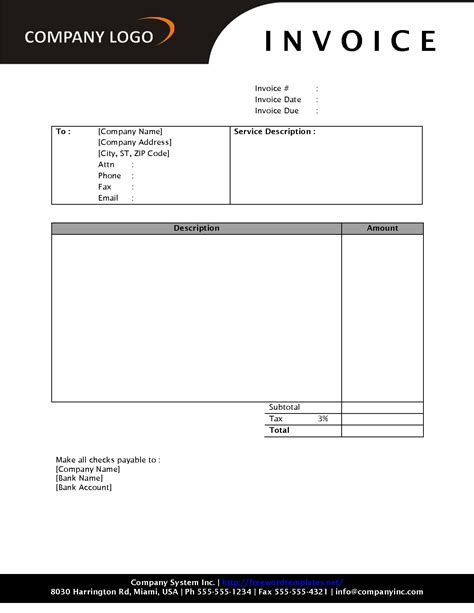 Editable Invoice Template PDF Printable