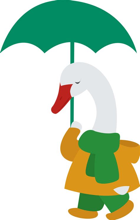 Duck With Umbrella Illustration Vector On White Background 13758124
