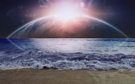 Beaches Ocean Waves Dream Sci Fi Planets Moons Sky Sun Manip