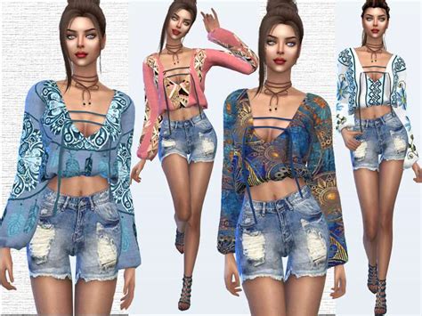 Блузка Boho Одежда Моды для Sims 4