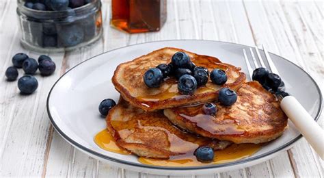 Banana Pancakes With Blueberries And Maple Syrup Recipe Maple Syrup