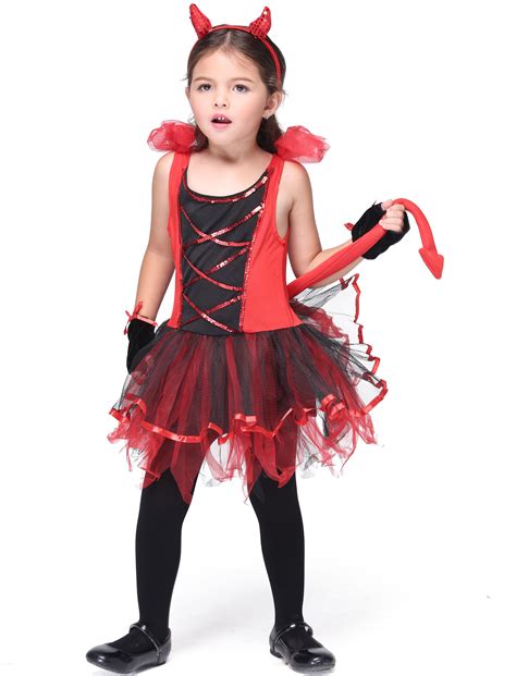 Fancy Dresses Girls Elegant Devil Costume Child Halloween Demon Fancy