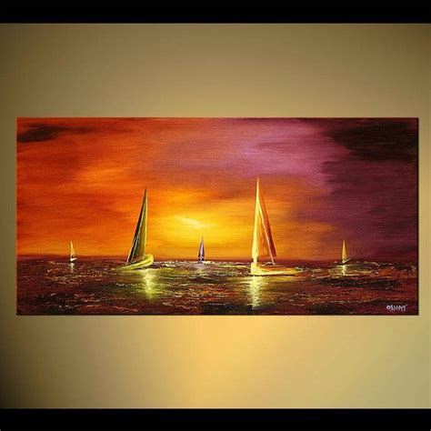 40x24 Contemporary Abstract Sunset Seascape Print Etsy Sailboat