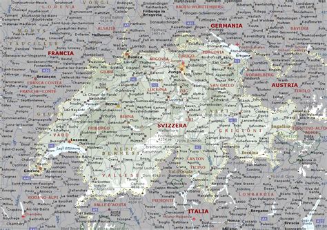 Svizzera Carta Geografica Mappa Della Svizzera