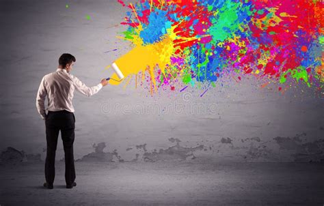 Sales Person Painting Colorful Splatter Stock Image Image Of Elegant