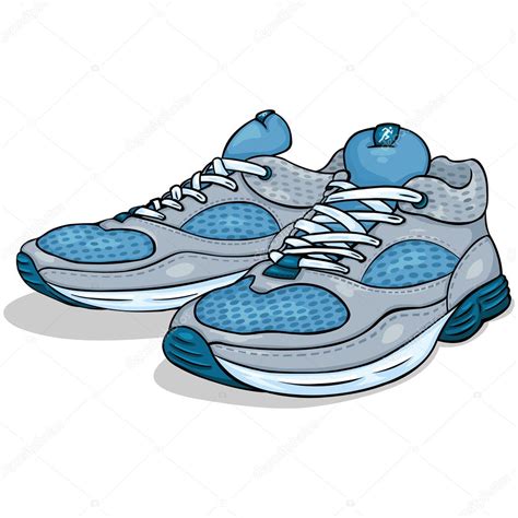 Vector Color Cartoon Illustration Running Shoes Stock Vector Image By
