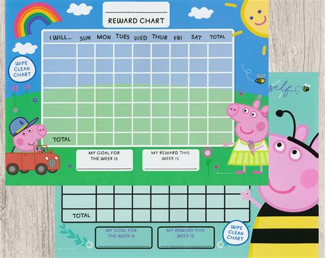 2 X Childrens Peppa Pig Behaviour Reward Charts With Stickers And Pen