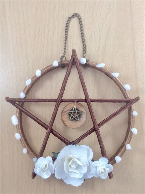 Wood Slice Pentagram Wall Hanging Pagan Altar Tool Wiccan Etsy Uk