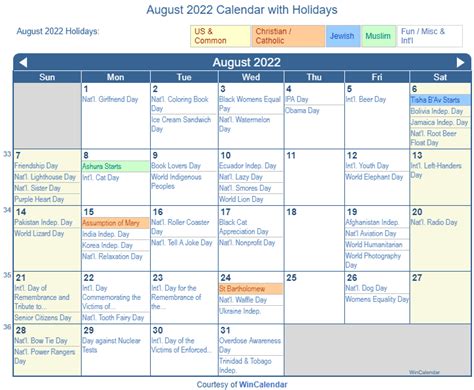 National Day Calendar August 2022 May 2022 Calendar