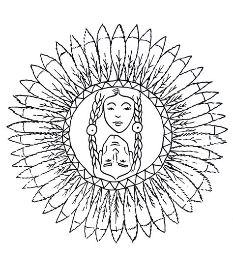 Discover all our printable coloring pages for adults, to print or download for free ! Indians in a Mandala - Mandalas with Characters - 100% ...