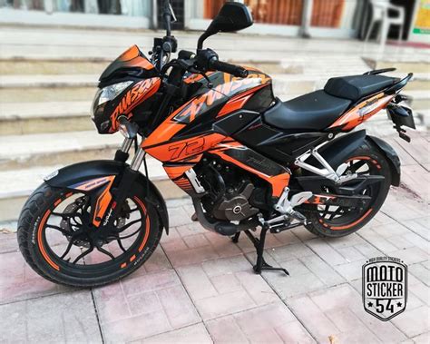 Bajaj Pulsar Ns200 Custom Design Orange Sticker Kit Bike Pic Bikes