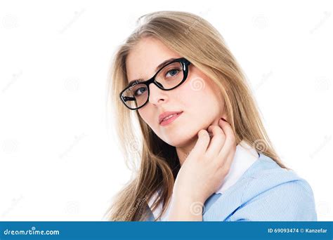 Close Up Cute Girl With Glasses Stock Photo Image Of Female Color