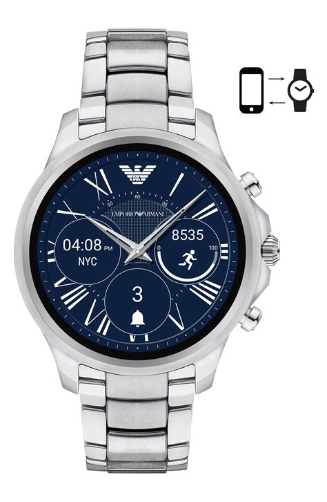 Emporio Armani Mens Connected Stainless Steel Touchscreen Smart Watch