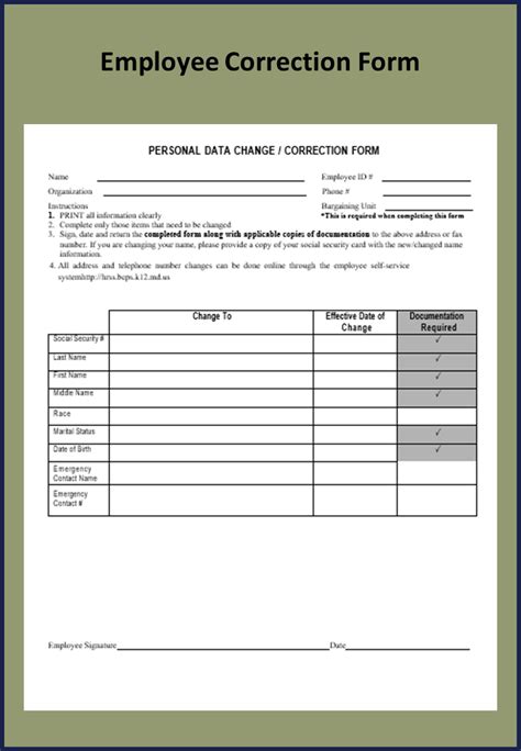 Employee Correction Form