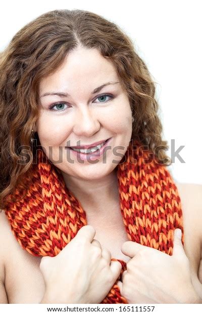 Smiling Naked Woman Portrait Red Scarf Stock Photo 165111557 Shutterstock