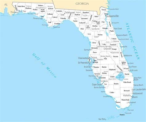 Map Of Florida Cities Printable
