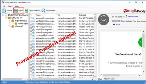 Mailsdaddy Free Eml Viewer Full Windows 7 Screenshot Windows 7 Download