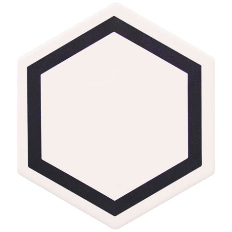 Geometric Inlay Decor Ebony/White Porcelain Hexagon Tiles | Mandarin Stone