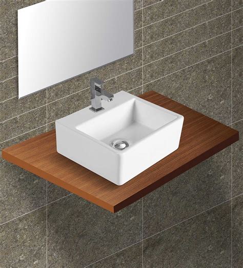 Buy Ceramic Rectangular Shape White Counter Top Wash Basin H 5 W 13