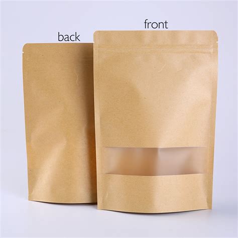 Kraft Stand Up Pouches With Window Wholesale Packagingbest