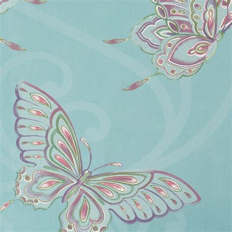 Butterfly Wallpaper Girls Bedroom Decor Pink White Teal Purple Glitter