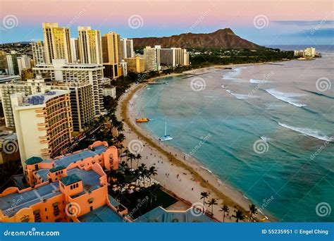 Waikiki Strand Honolulu Stockbild Bild Von Draussen 55235951