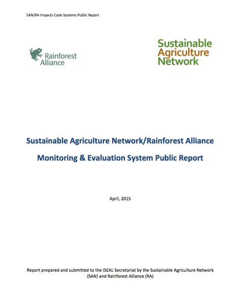 Sustainable Agriculture Network Rainforest Alliance Monitoring