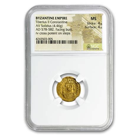 Buy Byzantine Gold Solidus Tiberius Ii Constantine 578 582 Adms Ngc