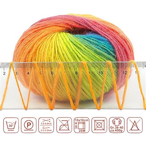 2 Skeins Rainbow Soft Yarn 100 Wool Gradient Multi Color Yarn For