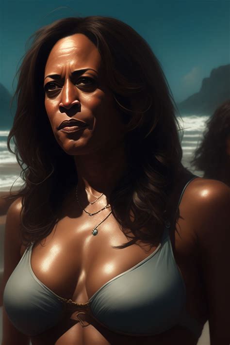 Rich Newt568 A Realistic Gritty Photo Of Kamala Harris Wearing Bikini At The Beach