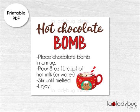 Free Printable Hot Chocolate Bomb Tags