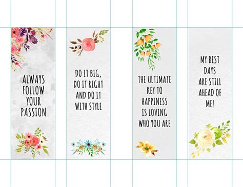 Motivational Bookmarks Template Quote Bookmarks Printable Bookmarks